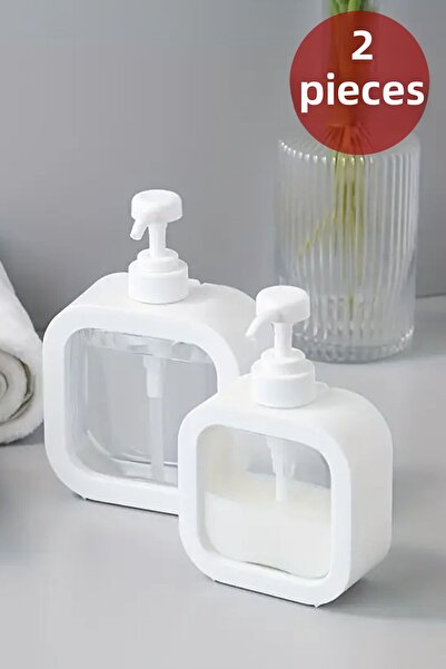 DOVİHOME 500 ml Countertop White Decorative Soap Dispenser - 2 Kitchen Detergent Dispensers Bathroom