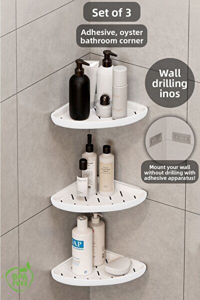 Meleni Home 3 bucăți adeziv pentru organizator de baie, raft pentru duș - sup...