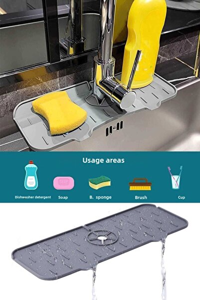 ARNİLLO Gray Water Trap Faucet Mat For Kitchen Bathroom Protective Faucet Sink Mat Dish Sponge Mat