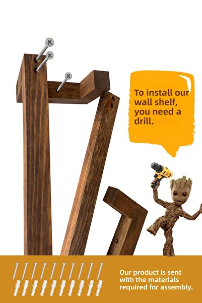 Grootland Wooden Wall Shelf/ Bathroom Shelf/ Towel Holder Walnut