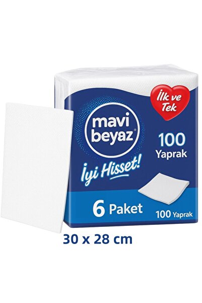 Mavi beyaz Large Size Luxury Square Service Napkin 100 Sheets 6 Pack Uv Sterilli