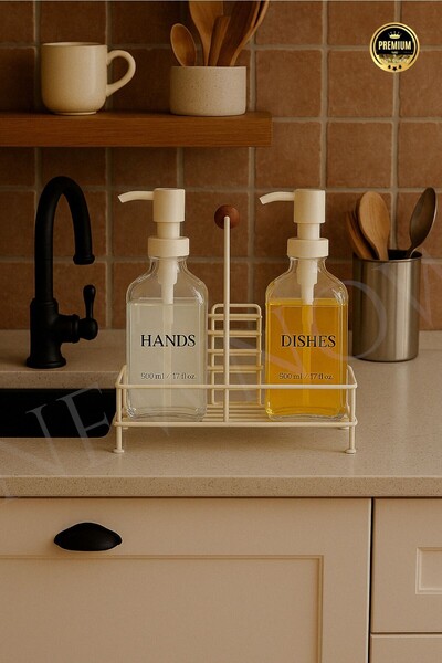 NEWNOW Dozator de săpun lichid din sticlă de cristal cu suport, dozator de de...