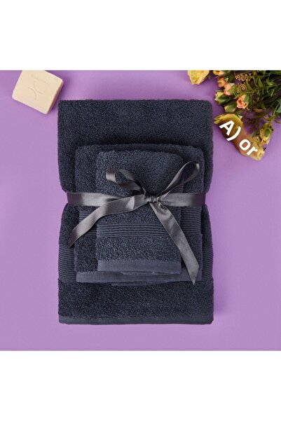 ASPARTAM طقم مناشف مكون من 3 قطع - أنثراسيت