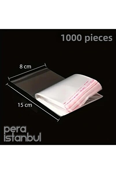 Pera İstanbul 1000 قطعة 8x15 أكياس بلاستيكية شفافة ذاتية اللصق قابلة للإغلاق