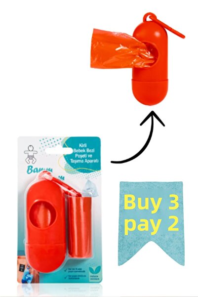 BAMM BAMM Red Carry Bag - Dirty Diapers, Garbage Bags and 2 Rolls (30 Pcs)