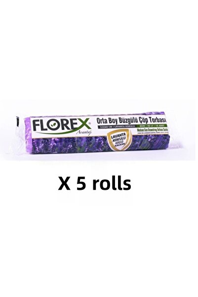 Zengin Çarşım كيس قمامة متوسط الحجم برباط برائحة اللافندر الأرجواني - 5 لفات،...