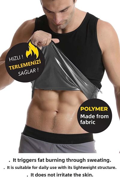 Pikas Men's Thermal Sauna Undershirt Help You Lose Weight Your Fat Burning Color Black(Ex-04)