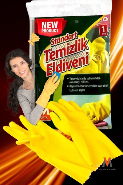 viyolmarketim قفازات التنظيف قفازات غسالة الصحون حجم وسط