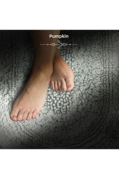 Bonny Home Σετ χαλιών μπάνιου από φυσικό βαμβάκι Spaghetti Oval Mint 2 τεμαχίων Σετ χαλιών μπάνιου και καθίσματος τουαλέτας