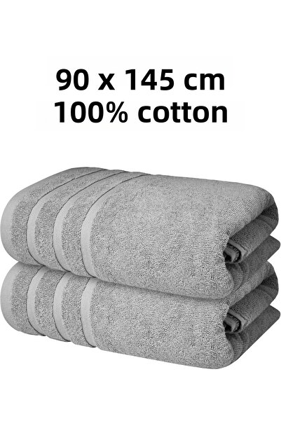 KAYABEY HOME Šedá sada 2 velkých osušek do koupelny Sprchové ručníky Měkké 100% bavlna s proužkovým vzorem