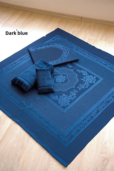 GONCA TEKSTİL Etamin Seamless Embroidered 4-Piece Prayer Rug Set