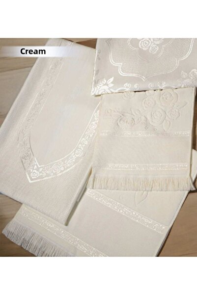 GONCA TEKSTİL Etamin Seamless Embroidered 4-Piece Prayer Rug Set