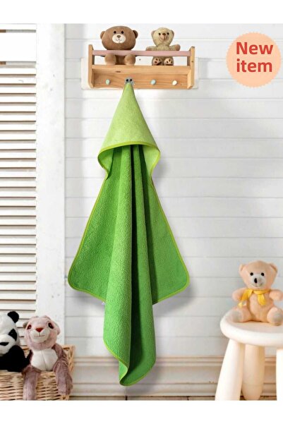Alpar Tekstil Outlet Cotton Girl-Boy Newborn-Baby Bath Towel Swaddle Plain/Pistachio Green