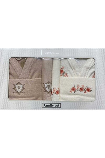 Özdilek Unisex Cream Beige Cheerful Family Σετ μπουρνούζι 6363
