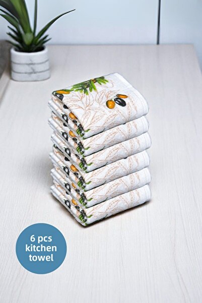 sevilya 6 Pack Printed White Kitchen Towel Model