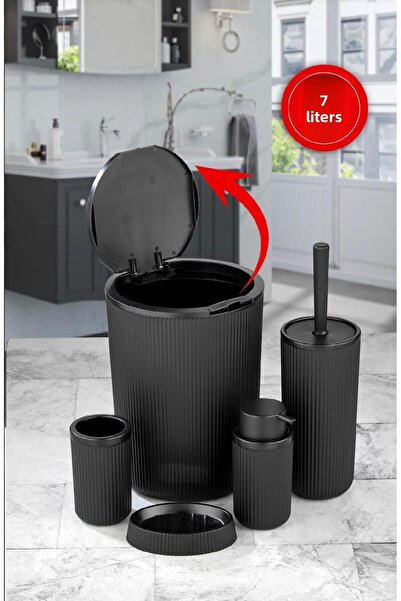 Box Up 5 Piece Black Bathroom Set – Costas Series – Modern and Stylish