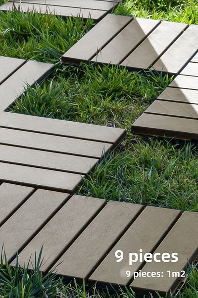 Porsima 1177 9 Piece Latte-1 M2 Garden and Balcony Mat - Πλακάκι δαπέδου εξωτερικού χώρου