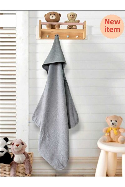 Alpar Tekstil Outlet Cotton Girl-Boy Newborn-Baby Bath Towel Swaddle Plain/Grey