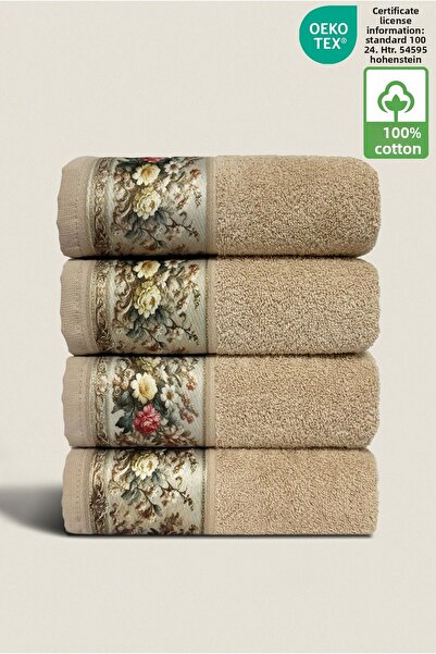 Ellaline Комплект кърпи FIORE от 4 части, 100% памук, с флорален мотив, за ръце/лице/кухня, 50x90 см