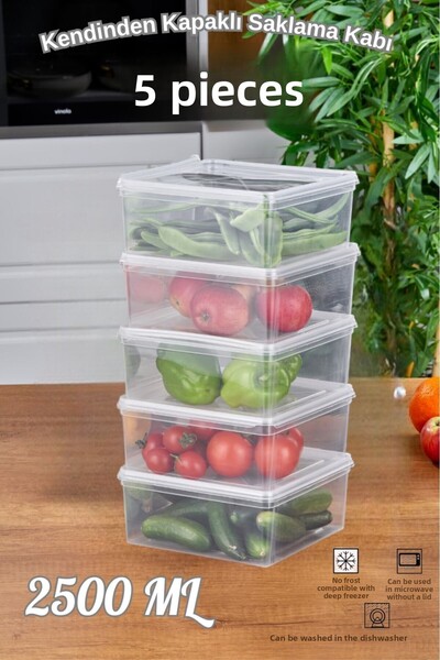 Tiklasende 5 PCS SQUARE, WITH SELF LID, DEEP FREEZER FIT STORAGE BOWL, ORGANIZER