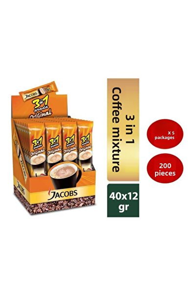 Jacobs عبوة قهوة سريعة التحضير مكونة من 40 قطعة - 3 في 1، × 5 قطع