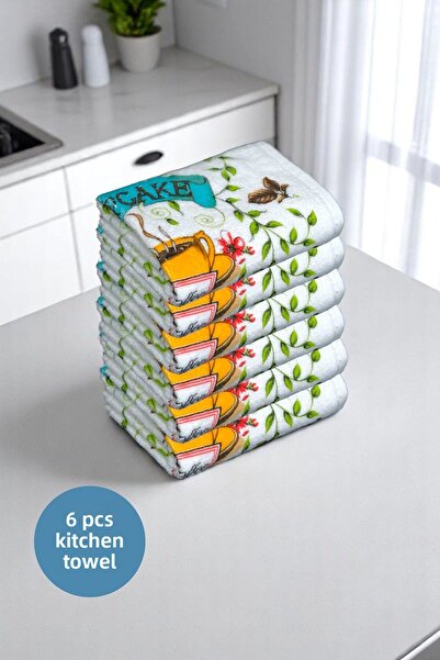 sevilya 6 Pack Printed White Kitchen Towel Model