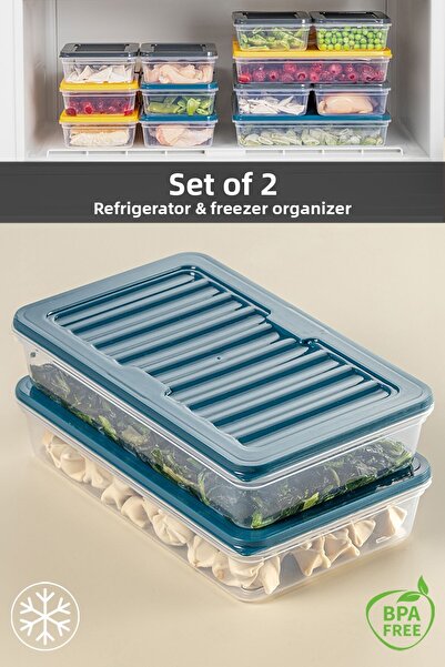 Meleni Home Organizator pentru frigider din 2 piese - Recipiente de depozitar...