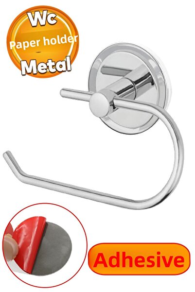 Badem10 Metal Chrome Adhesive Bathroom Toilet Wc Paper - Hanging Holder and Hanging Bracket