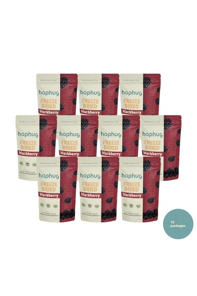 HapHug عبوة من 10 فواكه مجففة بالتجميد - تجميد فواكه التوت الأسود الجاف 10x20...