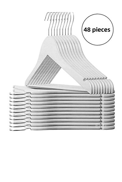 Yenidem 48 bucăți - ținute din plastic aspect lemn și cuier pentru haine alb