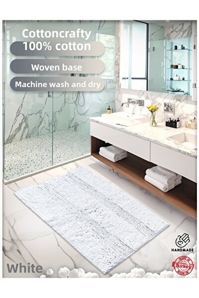 Cotton Crafty Σετ πατάκι μπάνιου από βαμβακερό ταφτίνγκ, ζυμαρικά μπάνιου 60x100 εκ.