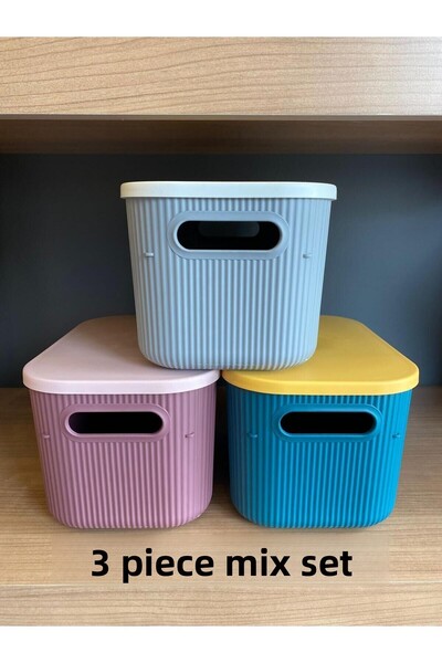 Bayev 6.2 3-Piece Mix Liter Storage Closet Organizer Box with Lid - Clothing Socks Storage Box