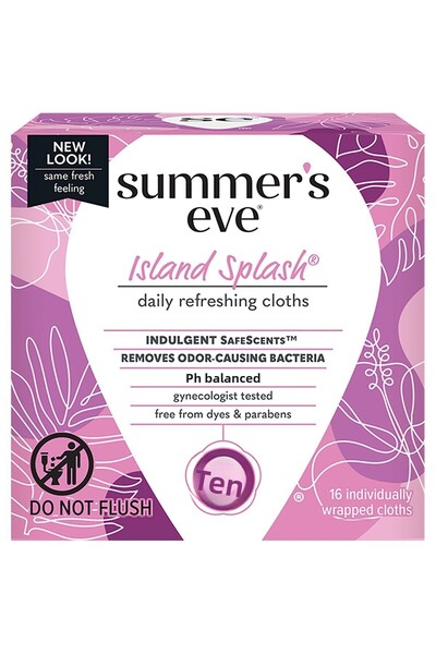 Summer's Eve مناديل تنظيف للمناطق الخاصة من آيلاند سبلاش 16 قطعة
