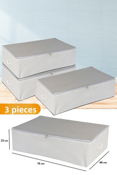 Serstil 3 Τεμάχια - Mega Size Underlay Anthracite ριγέ αποθήκευση 74 x 46 x 2...