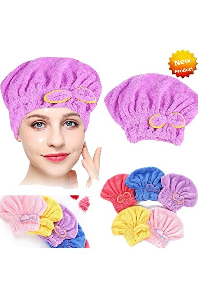 mrtbilisim Bow Hair Drying Cap Elastic Curl Towel Hair Cap Bow Hair Cap Head Towel