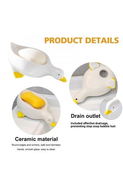safestore Dozator practic de săpun solid, cu model de rață, drăguț, cu auto-egzilare, rezistent la apă, dozator de săpun deasupra chiuvetei
