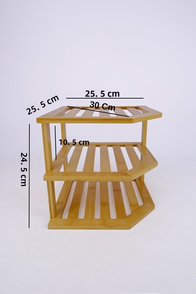 Digithome Bamboo 3-Tier Corner Shelf Organizer Bathroom Organizer Brown - C/3 C1-1-289