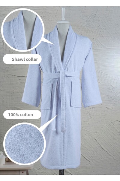 Ellaline Μπουρνούζι Şalyaka 100% βαμβάκι με πιστοποίηση γαλάζιο 340 gr/m2 Unisex