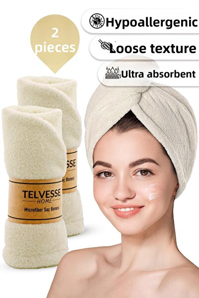 Telvesse Microfiber Hair Towel - Elastic Beach and Sea Cap - Bathroom Hair Drying Head