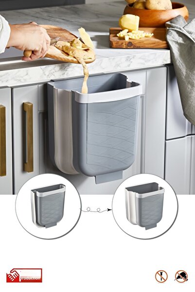 ARVALE Foldable Hanging Kitchen Undercounter Trash Can - Hideable Inside and Outside the Cabinet |   Gray
