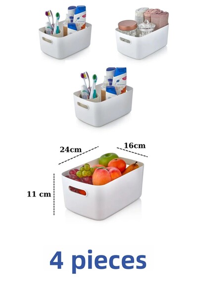 Mutfak Köşesi Freshbox 4 Pieces Closet Organizer Basket, Decorative Storage Box, Bathroom and Kitchen Organizer