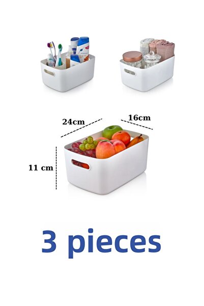 VALENT 3-Piece Mocha 3.5 Lt Cabinet and Bathroom Organizer - Refrigerator Basket