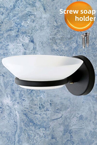 Badem10 Suport pentru săpun solid, cu șurub, pentru săpun de mâini, negru