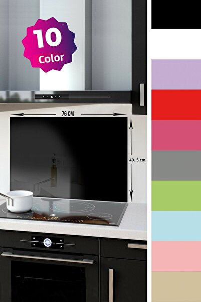 Decorita Glass Stove Back Protector| Solid Color - Black| 49.5cm X 76cm