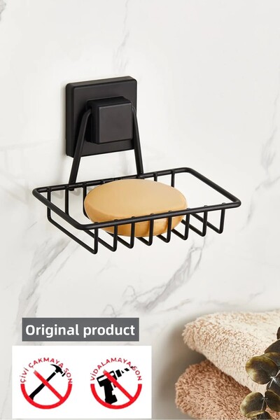 Emofom Dozator de săpun din metal negru mat cu adeziv puternic