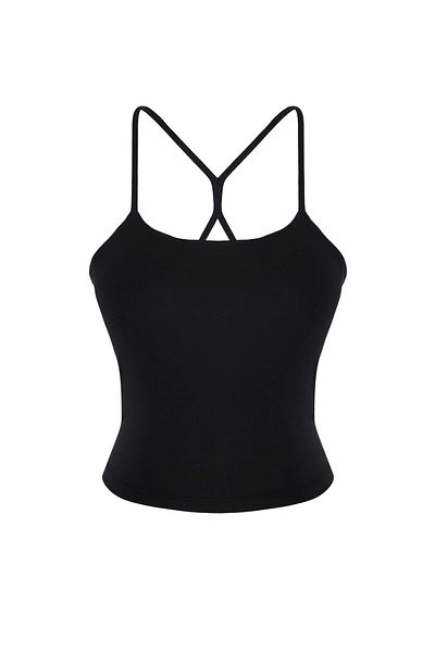 Trendyol Collection Black Soft Brushed Fabric Backed/Contoured Back Detail Strap Knitted Sports Bra Thmaw26Ss00006