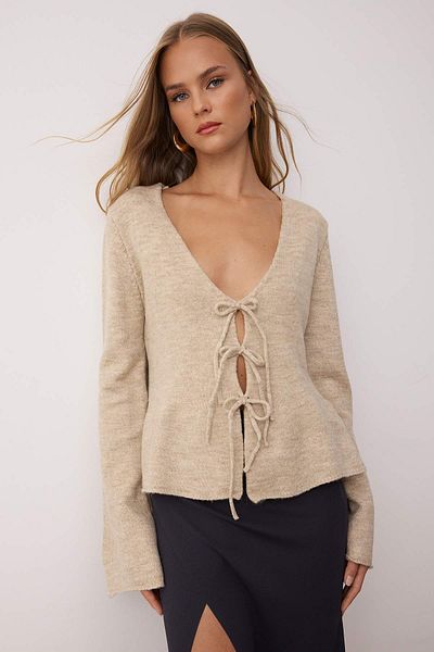 Trendyol Collection Ζακέτα με μαλακή υφή με λαιμόκοψη βιζόν TWOAW26HI00043
