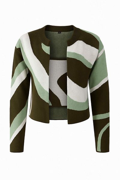 Trendyol Collection Green Patterned Blouse-Cardigan Knitwear Cardigan Twoaw23Hi00223