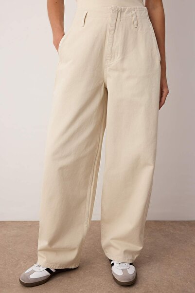 Trendyol Collection Ecru Pocket részletes magas derekú táskás farmer TWOAW26JE00015