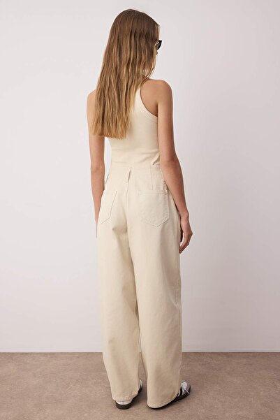 Trendyol Collection Ecru Pocket részletes magas derekú táskás farmer TWOAW26JE00015